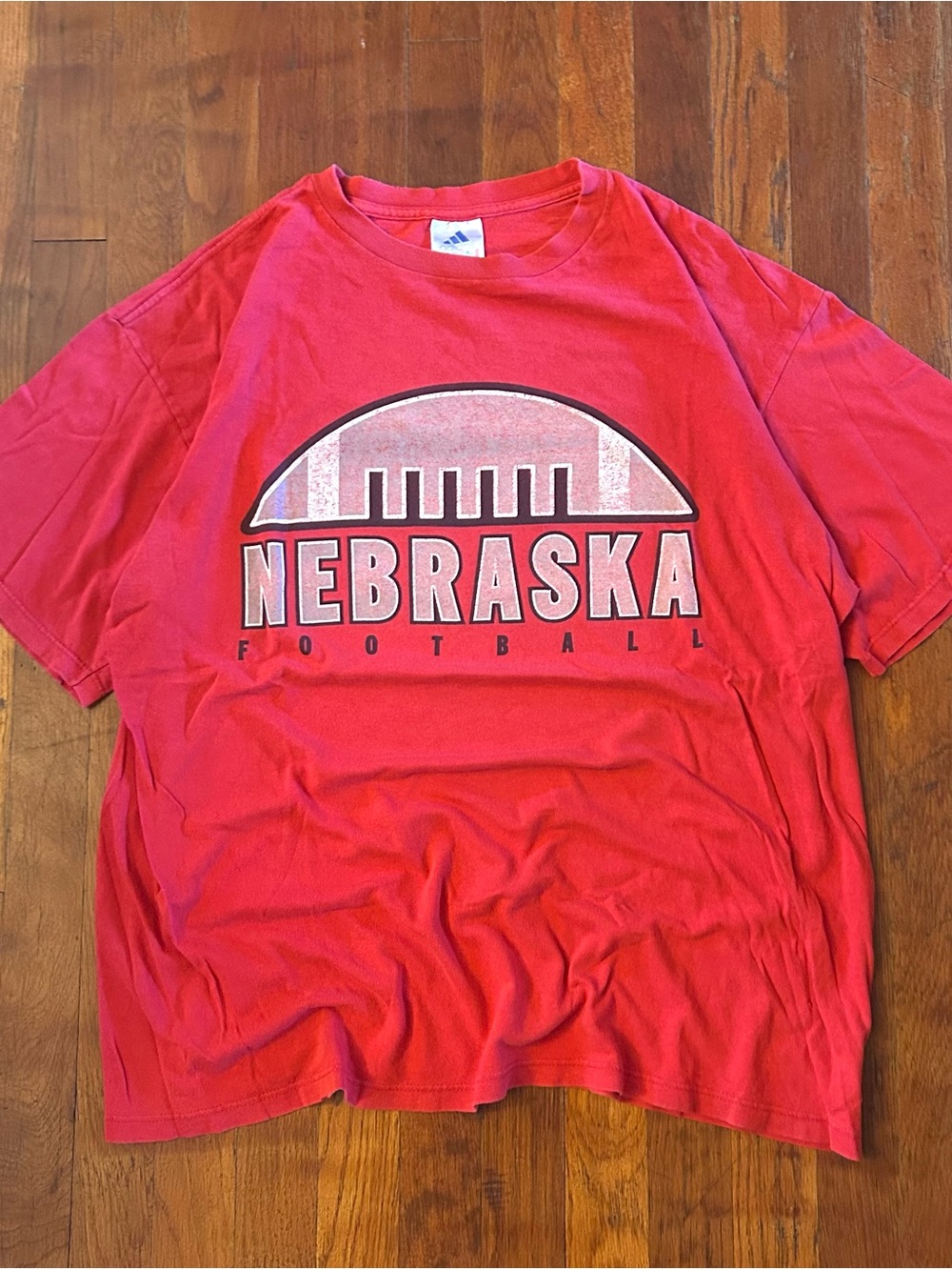 Vintage ‘90s University of Nebraska Adidas Football Double Sided Red T-Shirt L